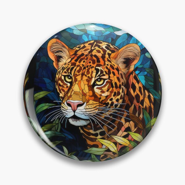 Item preview, Leopard Stained Glass Art Jungle Mosaic Portrait designed and sold by pinkal.