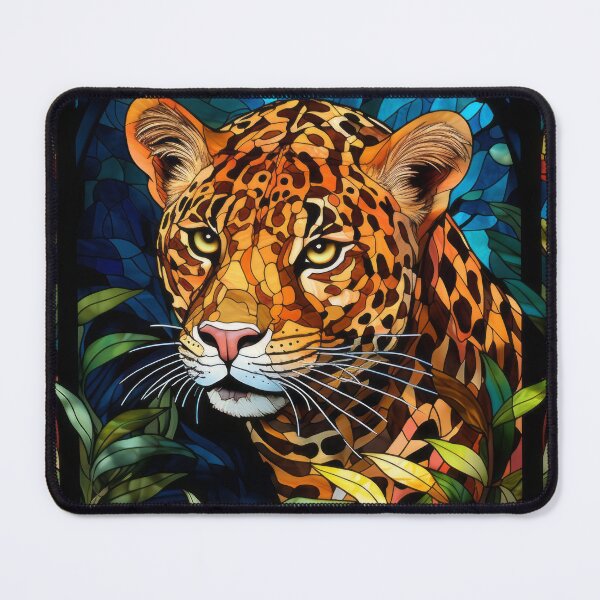 Item preview, Leopard Stained Glass Art Jungle Mosaic Portrait designed and sold by pinkal.