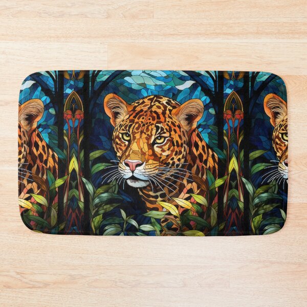 Item preview, Leopard Stained Glass Art Jungle Mosaic Portrait designed and sold by pinkal.