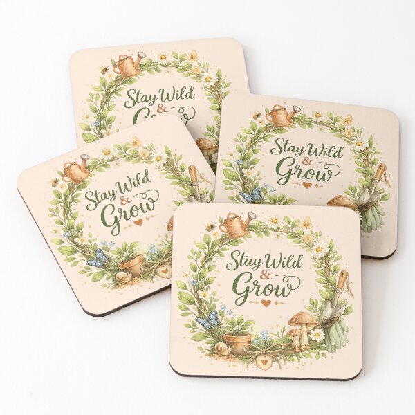 Item preview, Stay Wild & Grow | Botanical Watercolor Floral Wreath Inspirational Nature Design designed and sold by NovaNest  Studio.