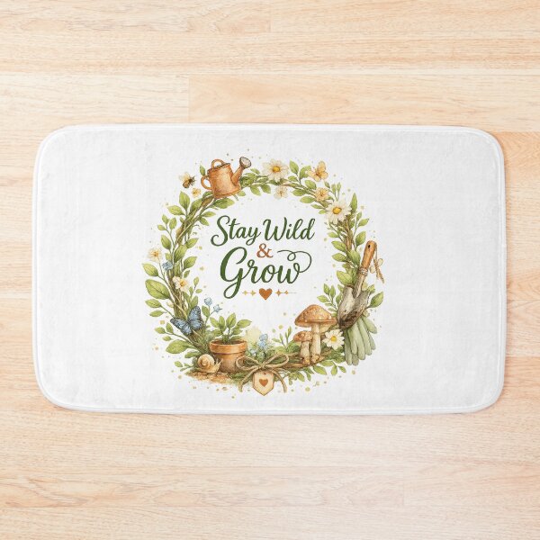 Item preview, Stay Wild & Grow | Botanical Watercolor Floral Wreath Inspirational Nature Design designed and sold by NovaNest  Studio.