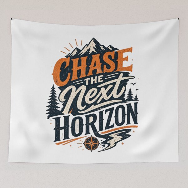 Item preview, Chase the Next Horizon | Vintage Adventure Typography Mountain T-Shirt designed and sold by D.Shop.
