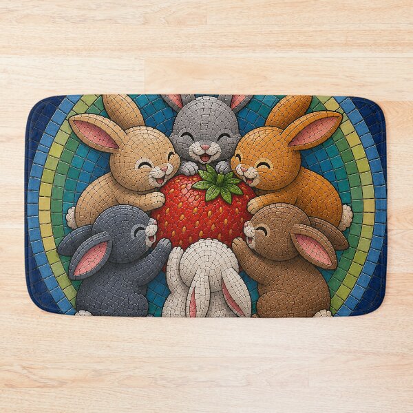 Item preview, Mosaic of Bunnies Eating a Strawberry designed and sold by nikkolaus.