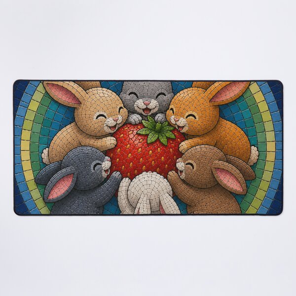 Item preview, Mosaic of Bunnies Eating a Strawberry designed and sold by nikkolaus.
