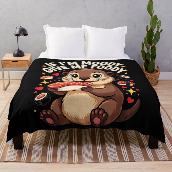 Item preview, If Im Moody Give Me Foody Cute Sushi Otter Kawaii Anime Food Lover Humor designed and sold by yoddel.