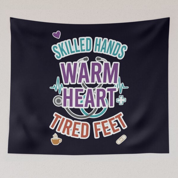 Item preview, Skilled Hands Warm Heart Tired Feet Funny Nurse Healthcare Worker Gift Tshirt designed and sold by HopeAndHustle.