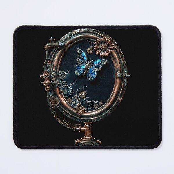 Artikelvorschau, SilentFlower 1888 Steampunk Viktorianischer Handspiegel mit blauem Schmetterling entworfen und verkauft von SilentFlower.