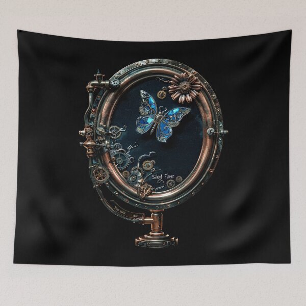 Item preview, SilentFlower 1888 Steampunk Victorian Hand Mirror with Blue Butterfly designed and sold by SilentFlower.