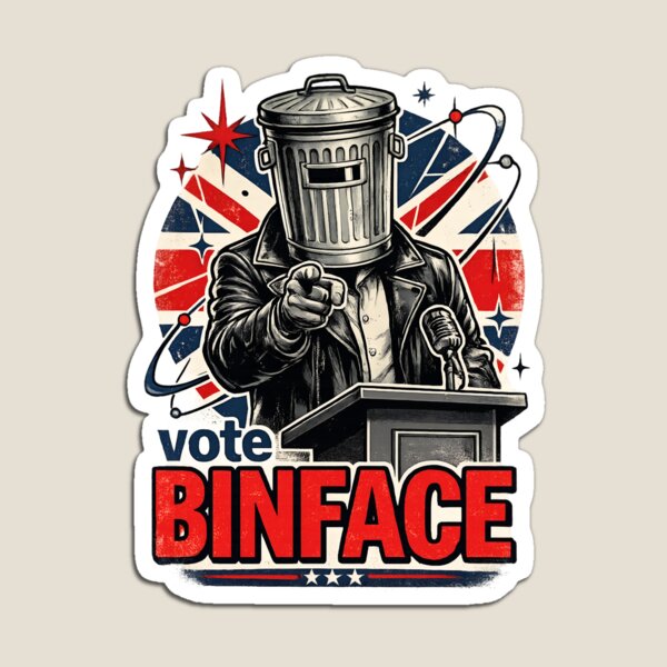 Item preview, Vote Binface Funny UK Political Satire Sticker | Retro British Election Poster | Vintage Campaign Meme Design designed and sold by Bhaskar Digital Art.