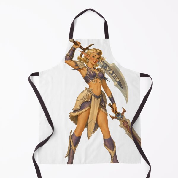 Item preview, Vintage Elf Warrior Pin Up | Fantasy Elven Dual Blade Girl Illustration designed and sold by Cosplayvintage.