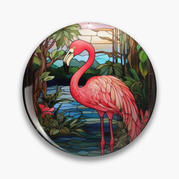 Item preview, Flamingo Stained Glass Art Tropical Mosaic Design designed and sold by pinkal.