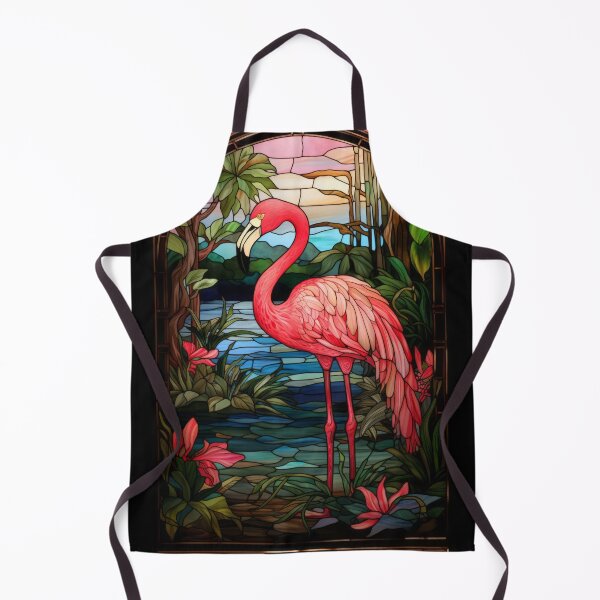 Item preview, Flamingo Stained Glass Art Tropical Mosaic Design designed and sold by pinkal.