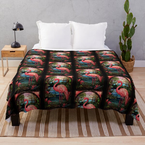 Item preview, Flamingo Stained Glass Art Tropical Mosaic Design designed and sold by pinkal.