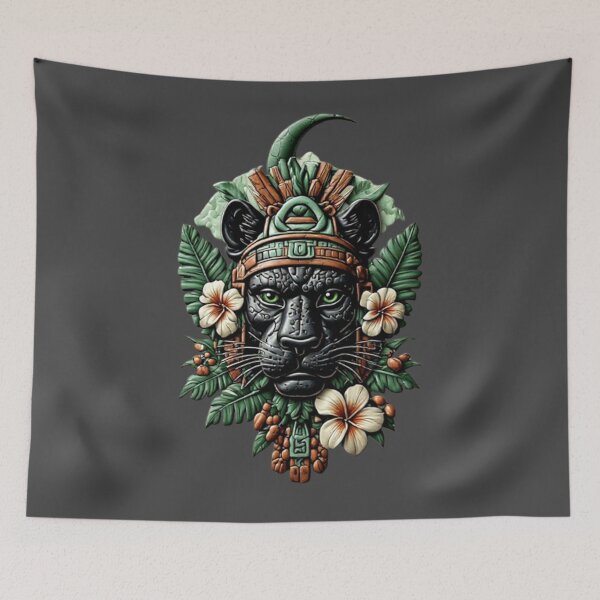 Item preview, Elysium Echoes - Mayan Jaguar Warrior Totem | Vintage Shabby Chic Enamel 01 designed and sold by Shift-Bloom.