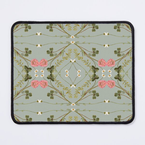 Item preview, Vintage Symmetrical Clover Daisy Sage Green Pattern designed and sold by Grin Katalina Floral Patterns & Cozy Art.