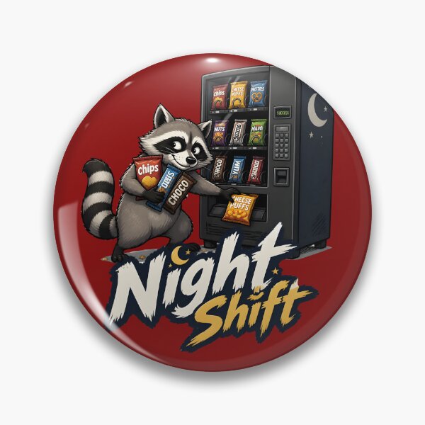 Item preview, Night Shift Raccoon – Funny Snack Thief Vending Machine Cartoon designed and sold by KAM-KAM-STORE.