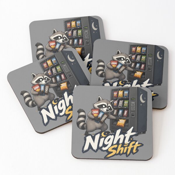 Item preview, Night Shift Raccoon – Funny Snack Thief Vending Machine Cartoon designed and sold by KAM-KAM-STORE.