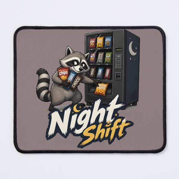 Item preview, Night Shift Raccoon – Funny Snack Thief Vending Machine Cartoon designed and sold by KAM-KAM-STORE.
