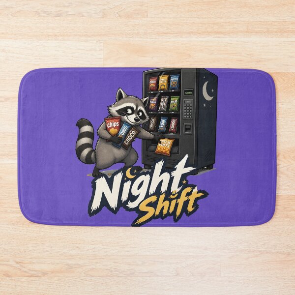 Item preview, Night Shift Raccoon – Funny Snack Thief Vending Machine Cartoon designed and sold by KAM-KAM-STORE.