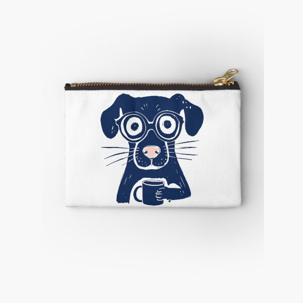 Item preview, Dog Drinking Coffee White Line Art Print designed and sold by daldadesign.