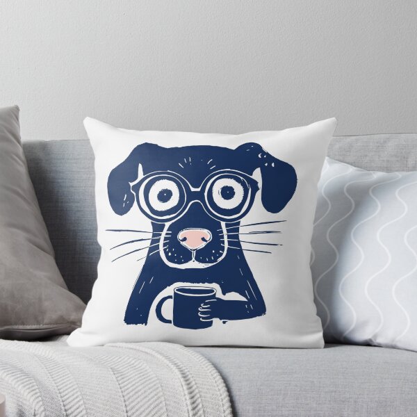 Item preview, Dog Drinking Coffee White Line Art Print designed and sold by daldadesign.