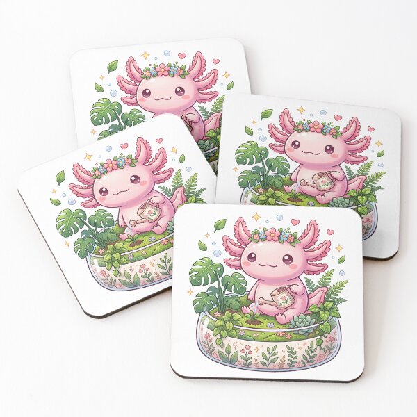 Item preview, Kawaii Axolotl Gardener in a Plant Terrarium designed and sold by CurioStick.