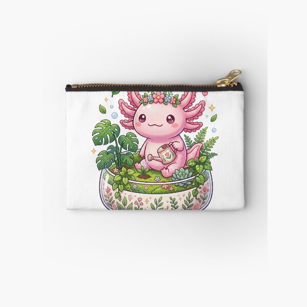 Item preview, Kawaii Axolotl Gardener in a Plant Terrarium designed and sold by CurioStick.