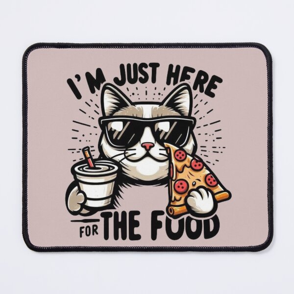 Item preview, I Am Just Here for Food ?? | Funny Cat Pizza Lover Graphic Design designed and sold by RajDeals.