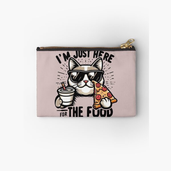 Item preview, I Am Just Here for Food ?? | Funny Cat Pizza Lover Graphic Design designed and sold by RajDeals.