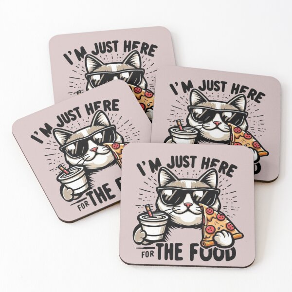 Item preview, I Am Just Here for Food ?? | Funny Cat Pizza Lover Graphic Design designed and sold by RajDeals.