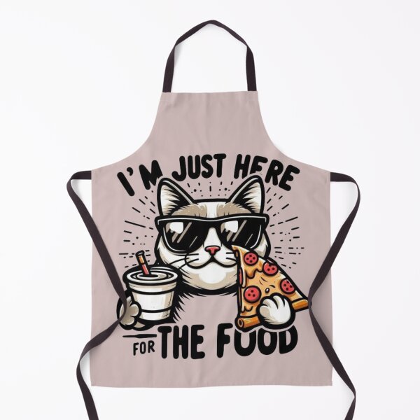Item preview, I Am Just Here for Food ?? | Funny Cat Pizza Lover Graphic Design designed and sold by RajDeals.