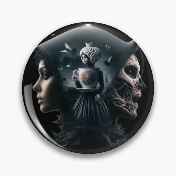 Item preview, Mad Tea Party Surreal Gothic Doll and Skull Art designed and sold by LujziWorld.
