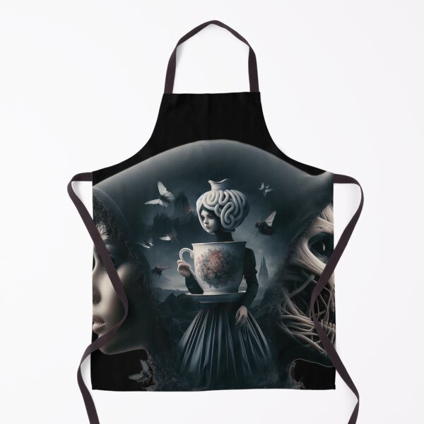 Item preview, Mad Tea Party Surreal Gothic Doll and Skull Art designed and sold by LujziWorld.