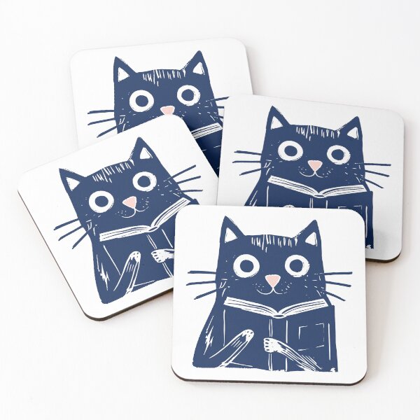 Item preview, Cat Reading and Writing White Line Art designed and sold by daldadesign.
