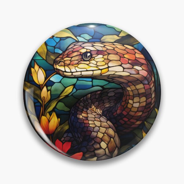 Item preview, Snake Stained Glass Art Floral Mosaic Portrait designed and sold by pinkal.