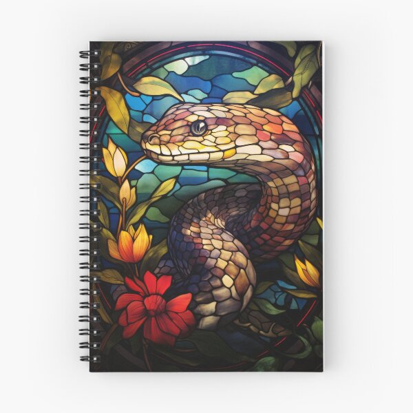 Item preview, Snake Stained Glass Art Floral Mosaic Portrait designed and sold by pinkal.
