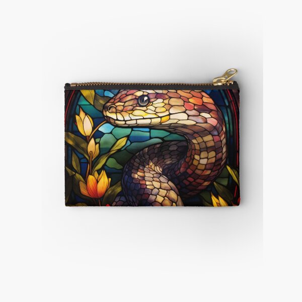 Item preview, Snake Stained Glass Art Floral Mosaic Portrait designed and sold by pinkal.