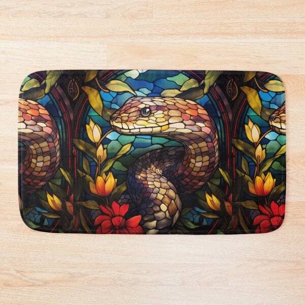 Item preview, Snake Stained Glass Art Floral Mosaic Portrait designed and sold by pinkal.