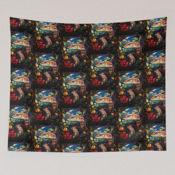 Item preview, Snake Stained Glass Art Floral Mosaic Portrait designed and sold by pinkal.