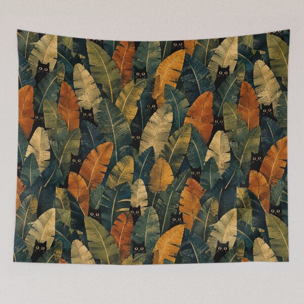 Item preview, Hidden Silhouette Cats Among Tropical Banana Leaves designed and sold by Mindworx21.