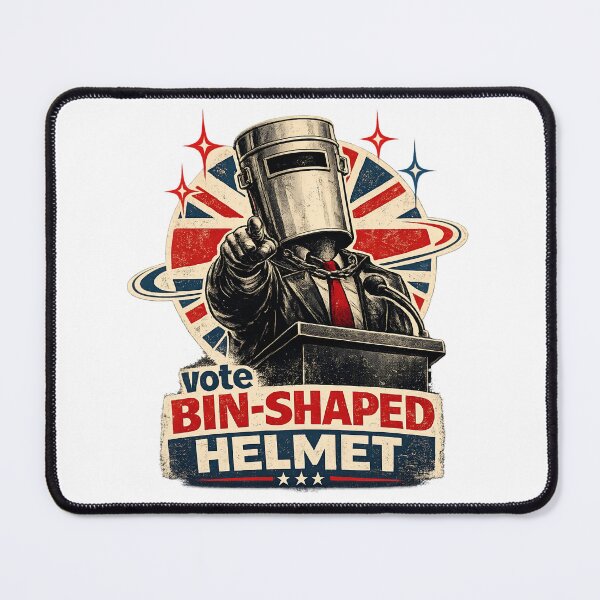 Item preview, Vote Bin-Shaped Helmet Funny Political Satire Sticker | Retro UK Election Meme | Vintage Campaign Poster Design designed and sold by Bhaskar Digital Art.