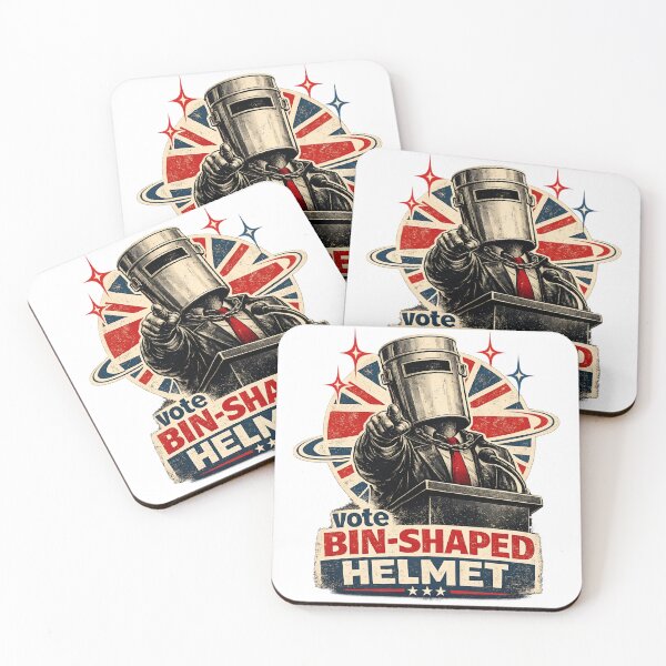 Item preview, Vote Bin-Shaped Helmet Funny Political Satire Sticker | Retro UK Election Meme | Vintage Campaign Poster Design designed and sold by Bhaskar Digital Art.