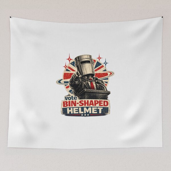Item preview, Vote Bin-Shaped Helmet Funny Political Satire Sticker | Retro UK Election Meme | Vintage Campaign Poster Design designed and sold by Bhaskar Digital Art.