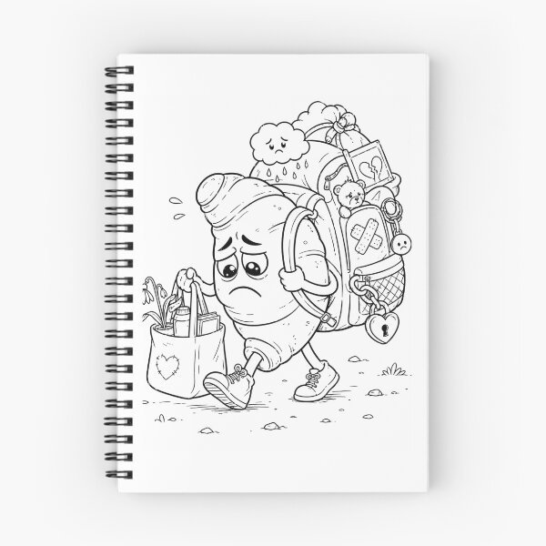 Item preview, Overwhelmed Water Bottle Carrying Emotional Baggage Funny Self-Care Cartoon designed and sold by ComedyInkFactor.
