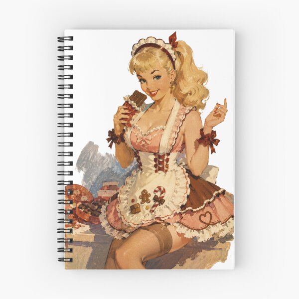 Item preview, Vintage Chocolate Maid Pin Up | Sweet Dessert Girl Original Illustration designed and sold by Cosplayvintage.