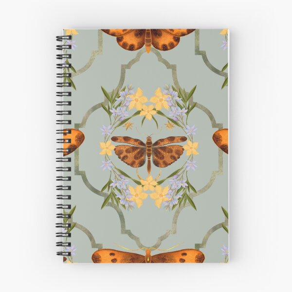Item preview, Symmetrical Golden Moth Sage Green Pattern designed and sold by Grin Katalina Floral Patterns & Cozy Art.