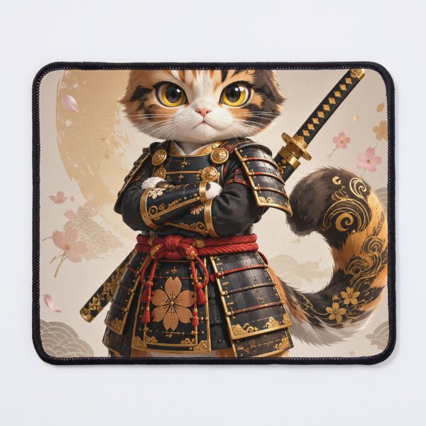 Item preview, Samurai Cat Warrior | Cute Anime Neko in Traditional Japanese Armor designed and sold by Sticleg.