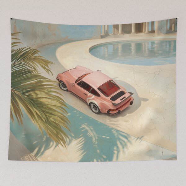 Item preview, Pink Retro Sports Car by the Pool designed and sold by Anatolii_Kys.