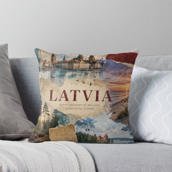 Item preview, Latvia Wanderlust – Surreal Travel Collage Art Design designed and sold by Jandedan.