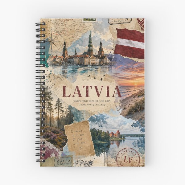 Item preview, Latvia Wanderlust – Surreal Travel Collage Art Design designed and sold by Jandedan.